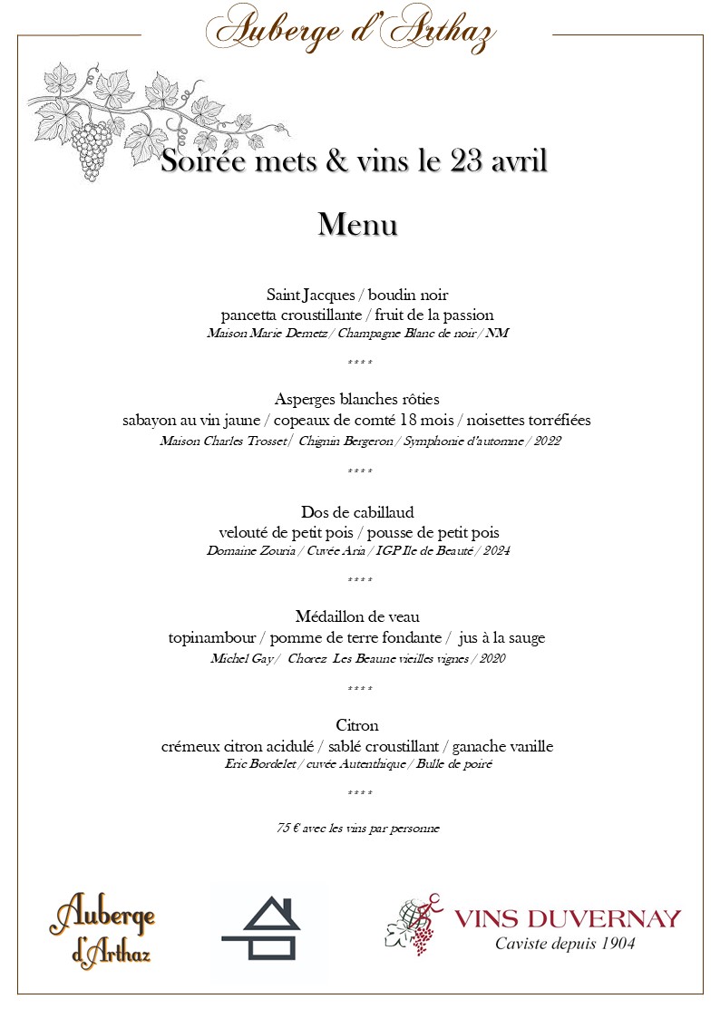 Affiche Soirée mets & vins